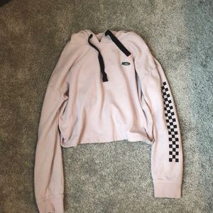 Pink-Vans Checkered Cropped Hoodie